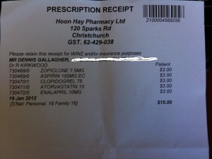My last prescription bill